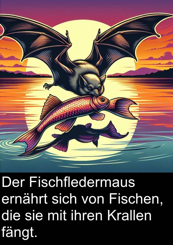 Fischfledermaus: Der Fischfledermaus ernährt sich von Fischen, die sie mit ihren Krallen fängt.