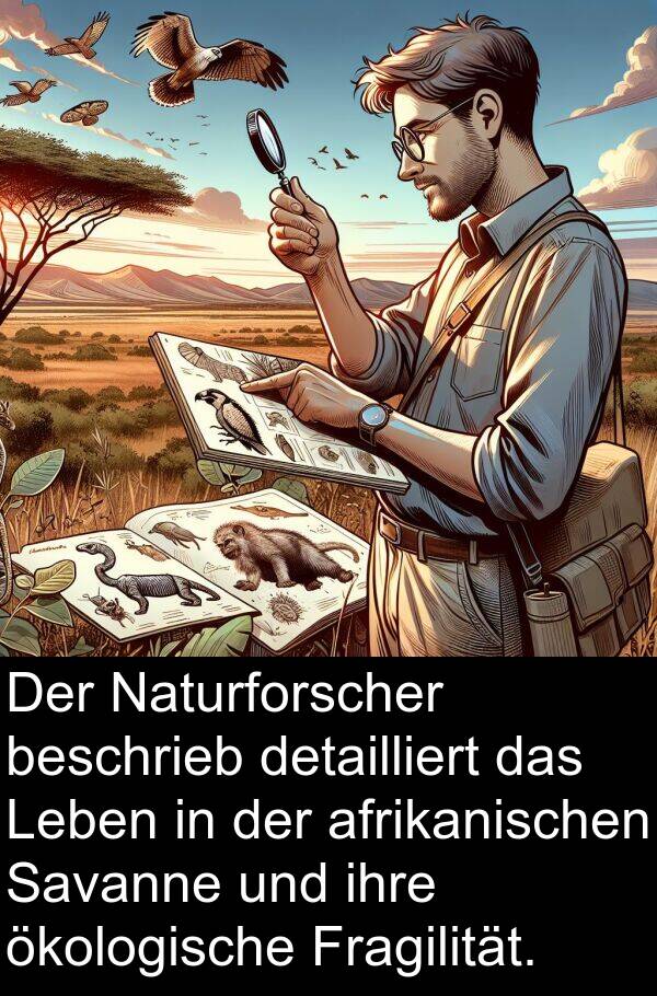 Fragilität: Der Naturforscher beschrieb detailliert das Leben in der afrikanischen Savanne und ihre ökologische Fragilität.