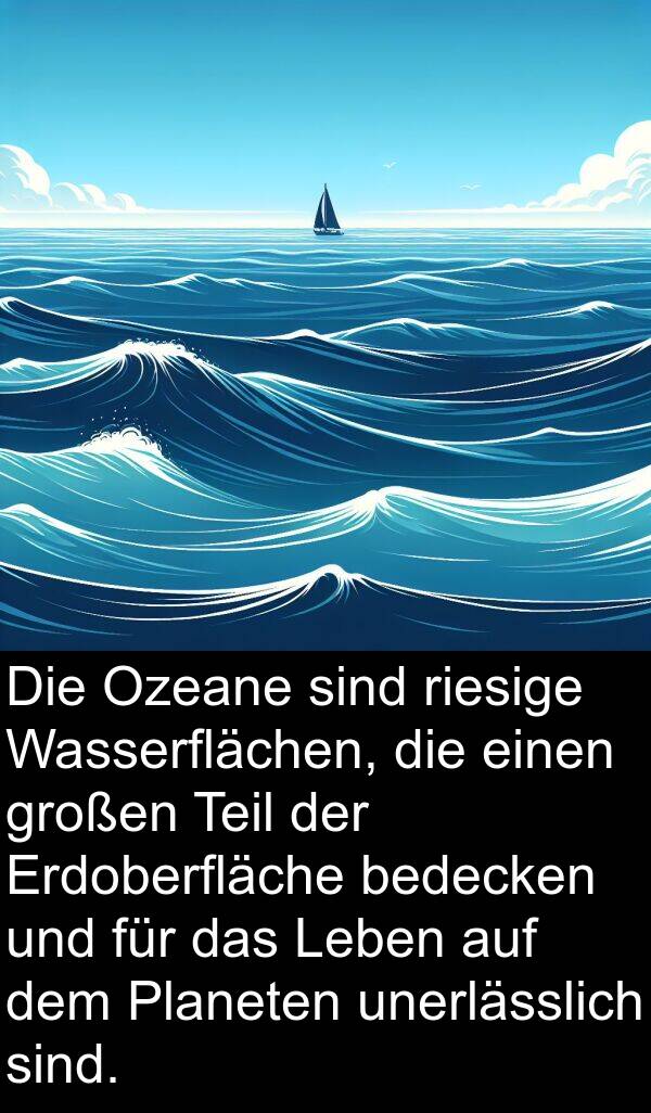 Teil: Die Ozeane sind riesige Wasserflächen, die einen großen Teil der Erdoberfläche bedecken und für das Leben auf dem Planeten unerlässlich sind.