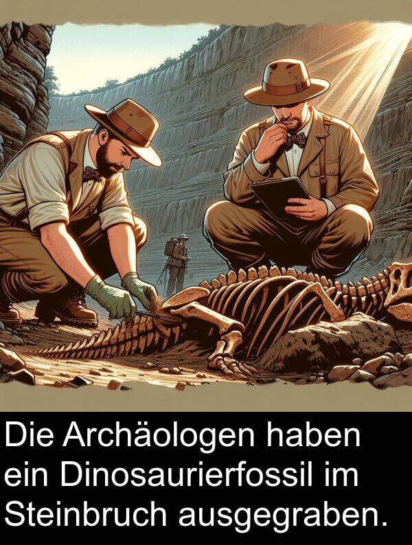 Dinosaurierfossil: Die Archäologen haben ein Dinosaurierfossil im Steinbruch ausgegraben.