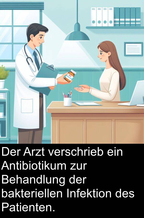 Infektion: Der Arzt verschrieb ein Antibiotikum zur Behandlung der bakteriellen Infektion des Patienten.