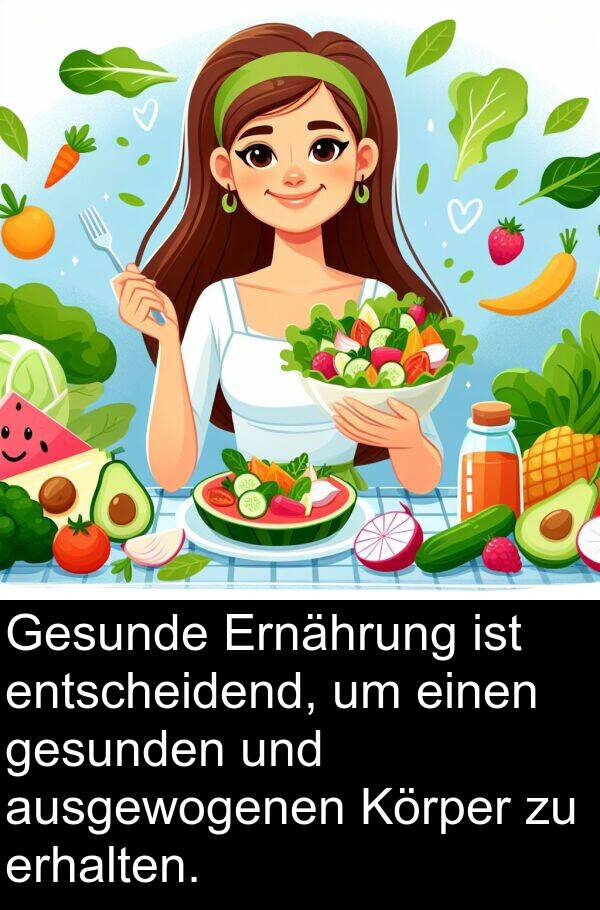 ausgewogenen: Gesunde Ernährung ist entscheidend, um einen gesunden und ausgewogenen Körper zu erhalten.