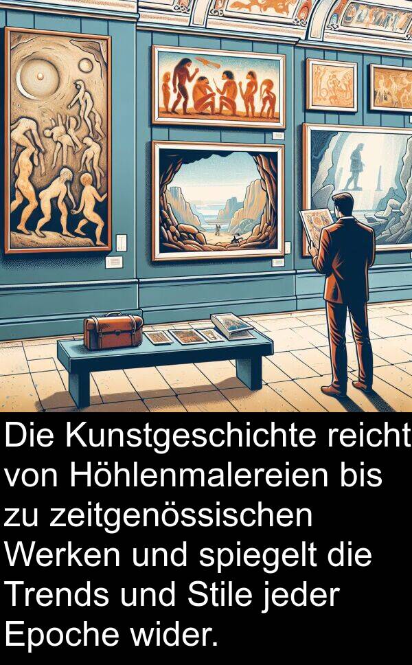 zeitgenössischen: Die Kunstgeschichte reicht von Höhlenmalereien bis zu zeitgenössischen Werken und spiegelt die Trends und Stile jeder Epoche wider.