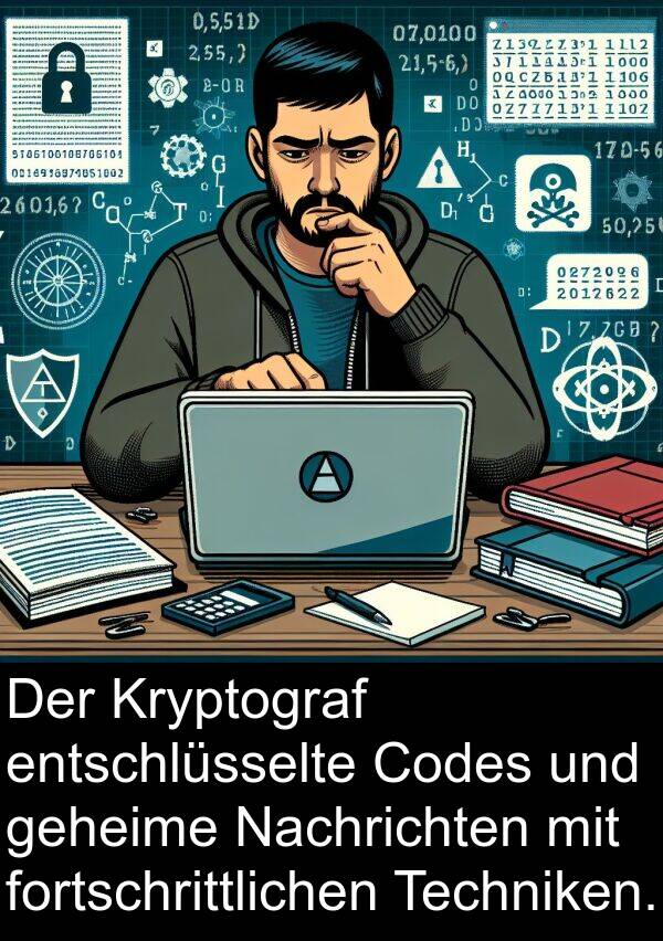 fortschrittlichen: Der Kryptograf entschlüsselte Codes und geheime Nachrichten mit fortschrittlichen Techniken.