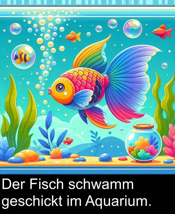 Der: Der Fisch schwamm geschickt im Aquarium.