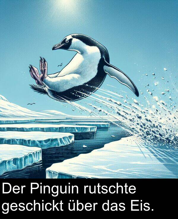 Eis: Der Pinguin rutschte geschickt über das Eis.