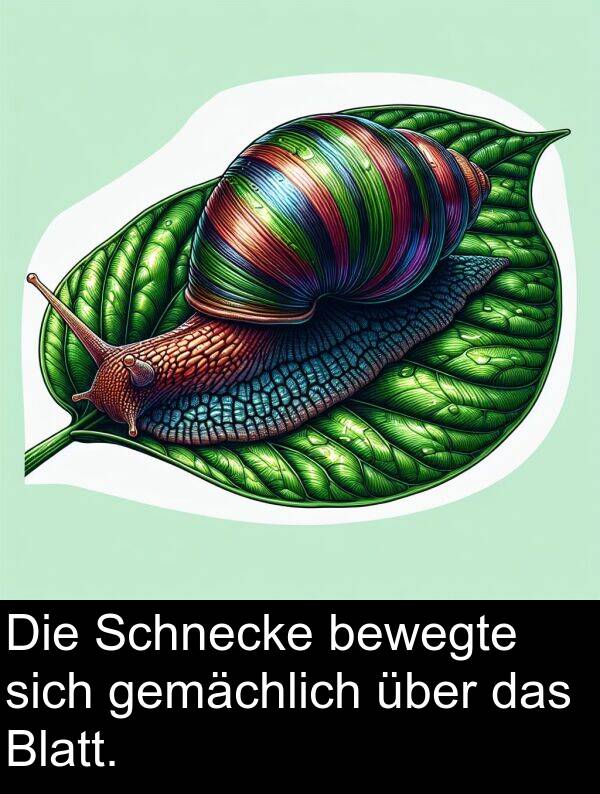 sich: Die Schnecke bewegte sich gemächlich über das Blatt.