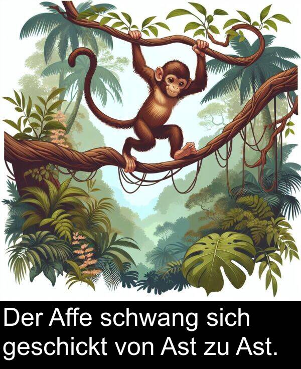 sich: Der Affe schwang sich geschickt von Ast zu Ast.