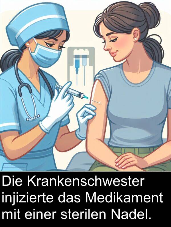 einer: Die Krankenschwester injizierte das Medikament mit einer sterilen Nadel.