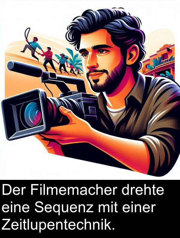 Zeitlupentechnik: Der Filmemacher drehte eine Sequenz mit einer Zeitlupentechnik.