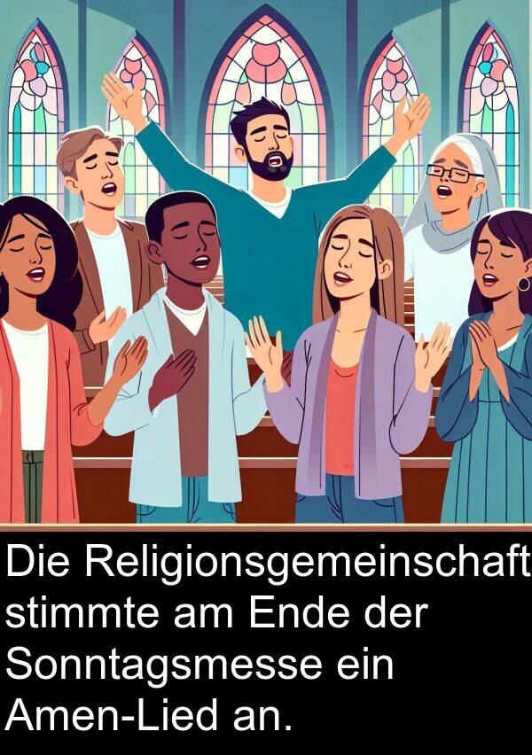 Ende: Die Religionsgemeinschaft stimmte am Ende der Sonntagsmesse ein Amen-Lied an.