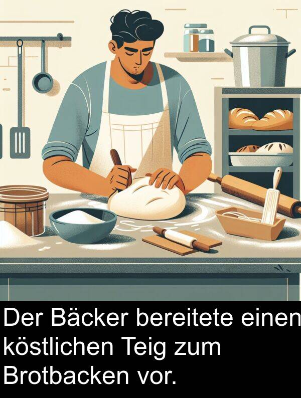 Teig: Der Bäcker bereitete einen köstlichen Teig zum Brotbacken vor.