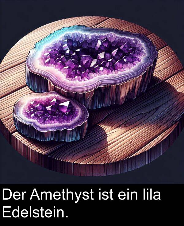 ein: Der Amethyst ist ein lila Edelstein.