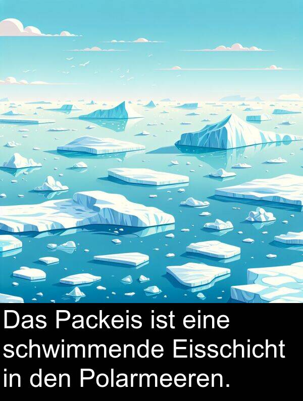 Packeis: Das Packeis ist eine schwimmende Eisschicht in den Polarmeeren.