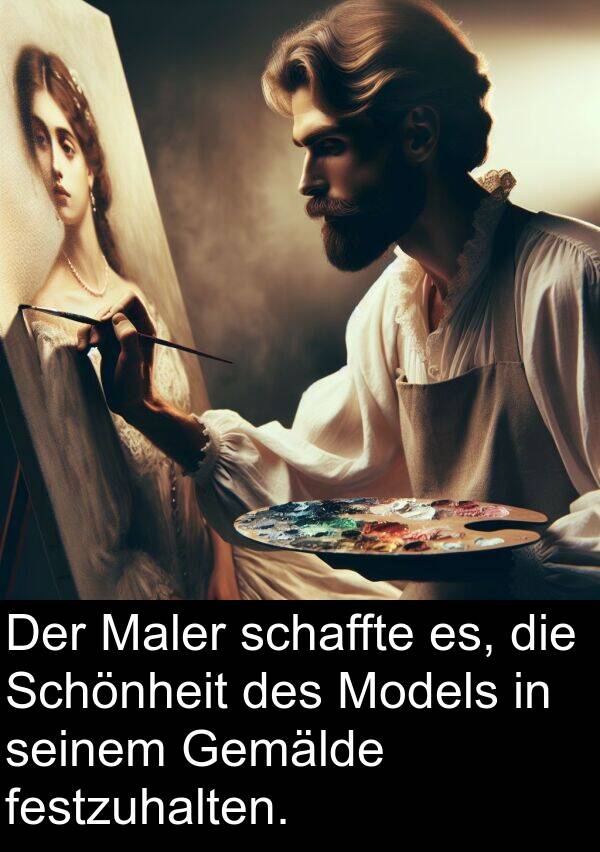 Models: Der Maler schaffte es, die Schönheit des Models in seinem Gemälde festzuhalten.