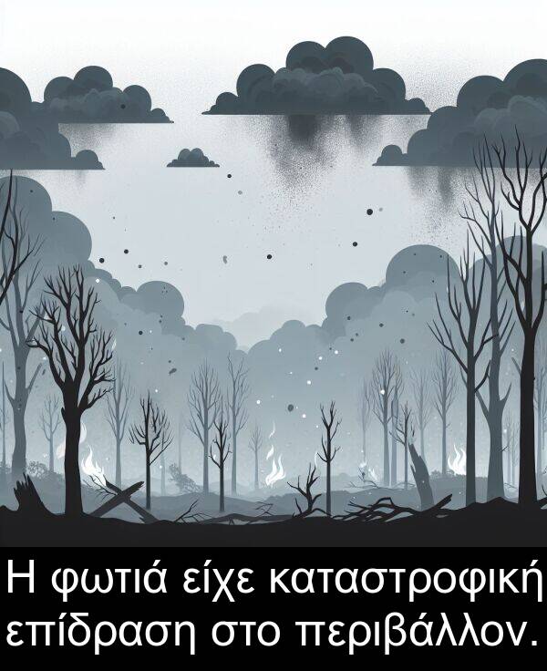 περιβάλλον: Η φωτιά είχε καταστροφική επίδραση στο περιβάλλον.