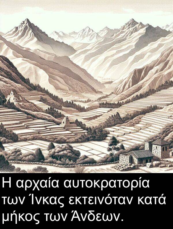 εκτεινόταν: Η αρχαία αυτοκρατορία των Ίνκας εκτεινόταν κατά μήκος των Άνδεων.