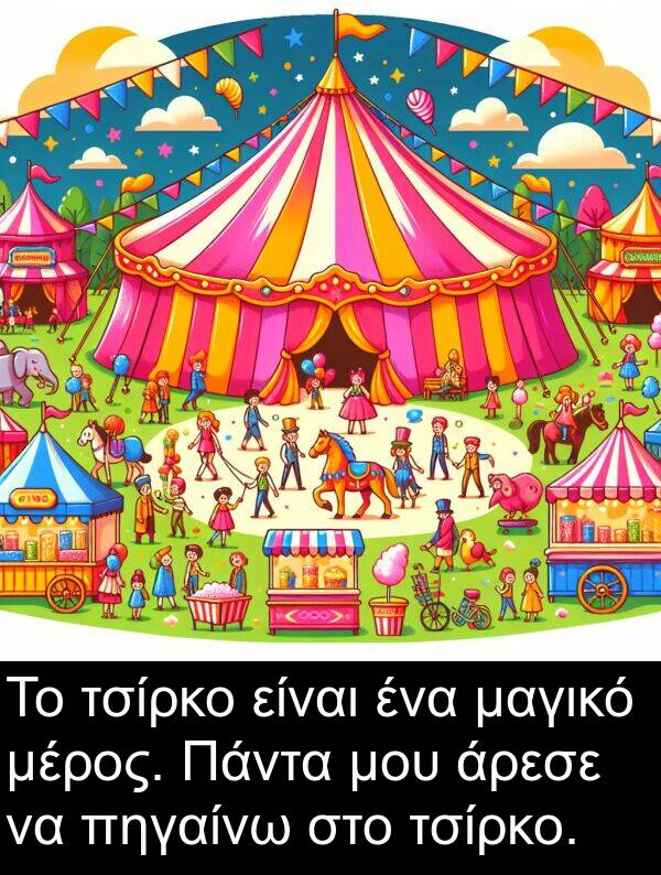 μαγικό: Το τσίρκο είναι ένα μαγικό μέρος. Πάντα μου άρεσε να πηγαίνω στο τσίρκο.