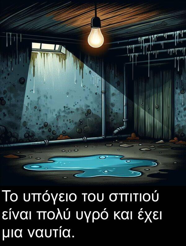 ναυτία: Το υπόγειο του σπιτιού είναι πολύ υγρό και έχει μια ναυτία.