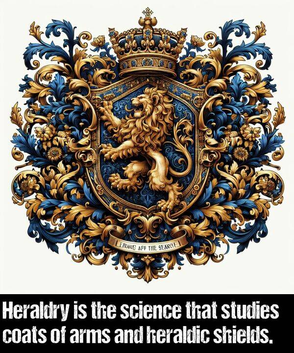 heraldic: Heraldry is the science that studies coats of arms and heraldic shields.