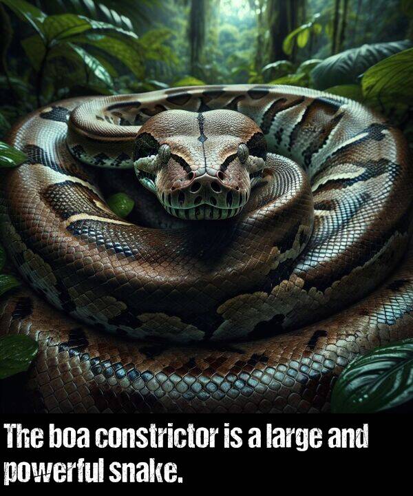 large: The boa constrictor is a large and powerful snake.