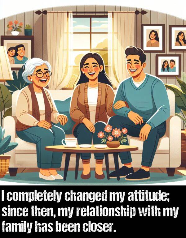 relationship: I completely changed my attitude; since then, my relationship with my family has been closer.