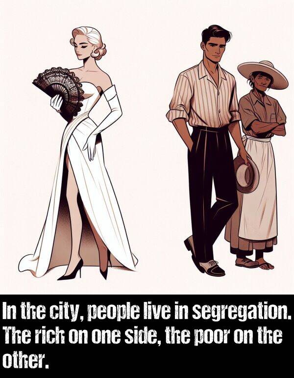 side: In the city, people live in segregation. The rich on one side, the poor on the other.