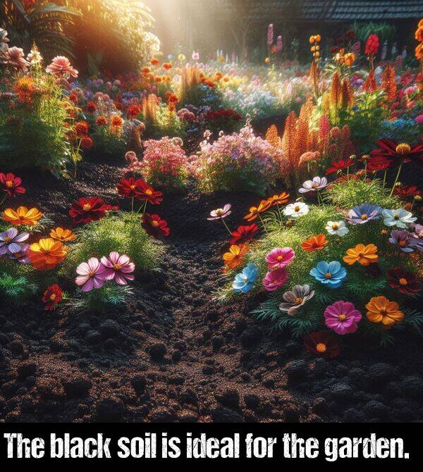 for: The black soil is ideal for the garden.