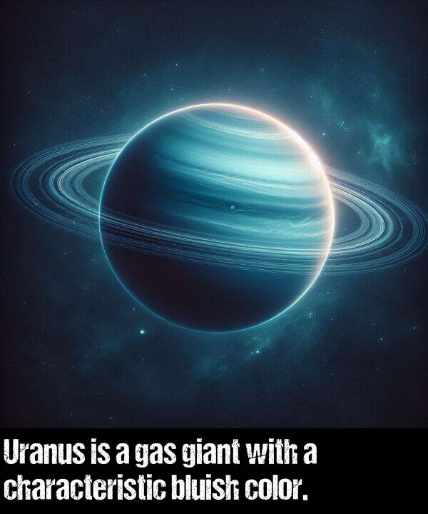 bluish: Uranus is a gas giant with a characteristic bluish color.