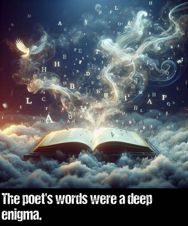 words: The poet's words were a deep enigma.