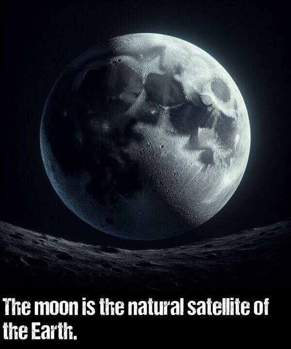 natural: The moon is the natural satellite of the Earth.