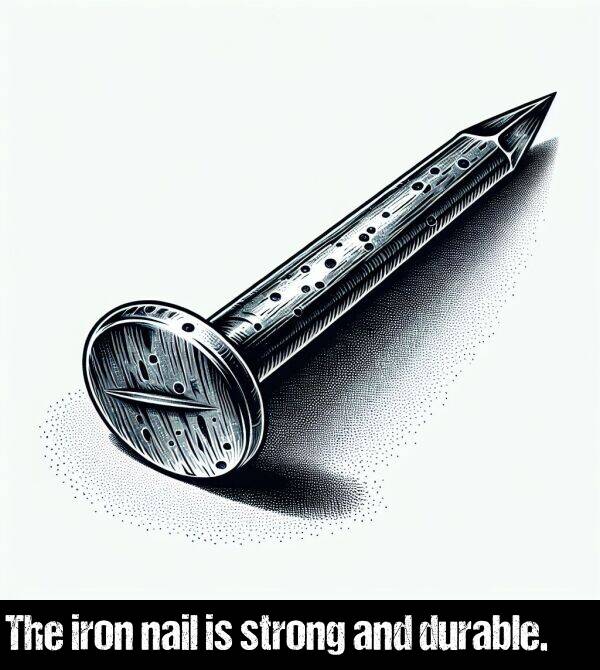 and: The iron nail is strong and durable.