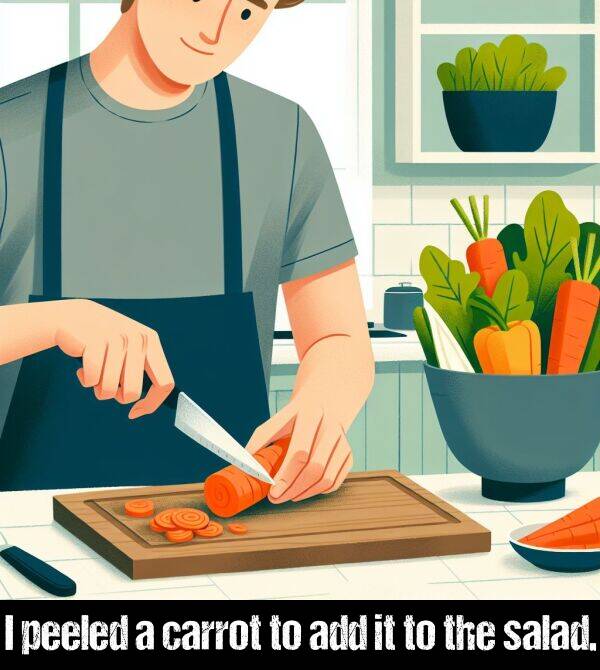 carrot: I peeled a carrot to add it to the salad.