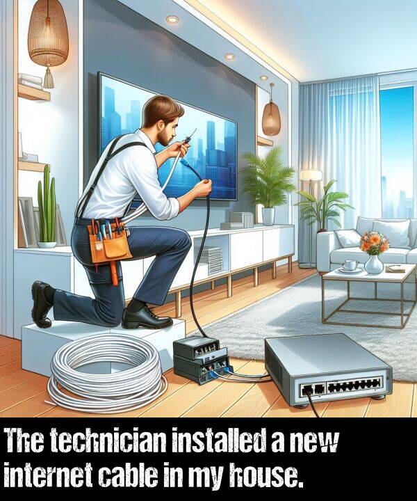 new: The technician installed a new internet cable in my house.