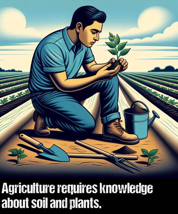 knowledge: Agriculture requires knowledge about soil and plants.