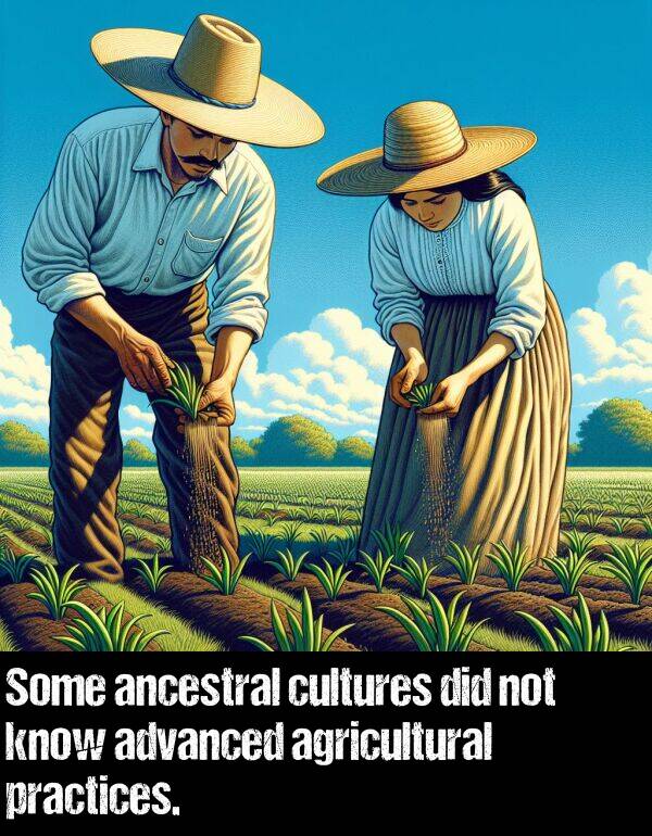 cultures: Some ancestral cultures did not know advanced agricultural practices.