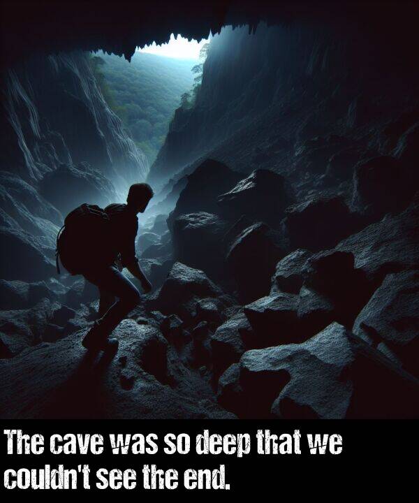 that: The cave was so deep that we couldn't see the end.