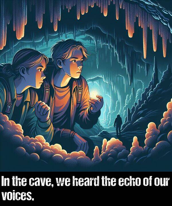 heard: In the cave, we heard the echo of our voices.