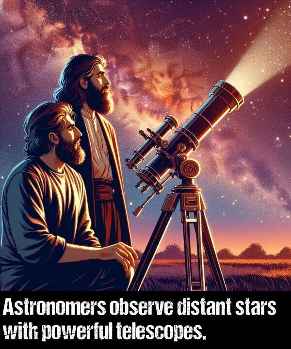 observe: Astronomers observe distant stars with powerful telescopes.