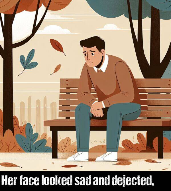 face: Her face looked sad and dejected.