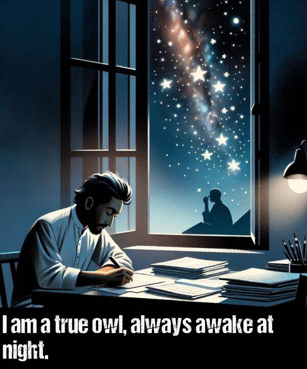 true: I am a true owl, always awake at night.