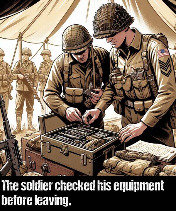 his: The soldier checked his equipment before leaving.