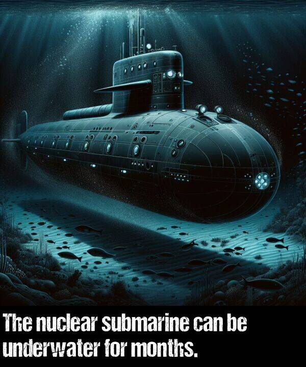 can: The nuclear submarine can be underwater for months.