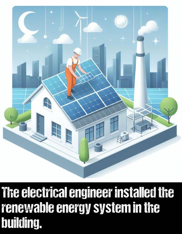 system: The electrical engineer installed the renewable energy system in the building.