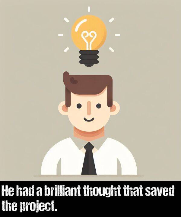 brilliant: He had a brilliant thought that saved the project.