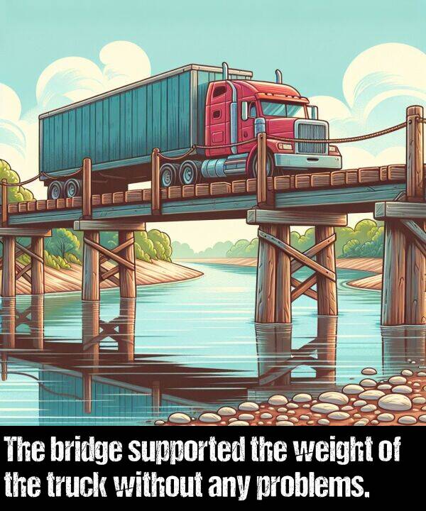 problems: The bridge supported the weight of the truck without any problems.