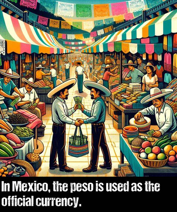 currency: In Mexico, the peso is used as the official currency.