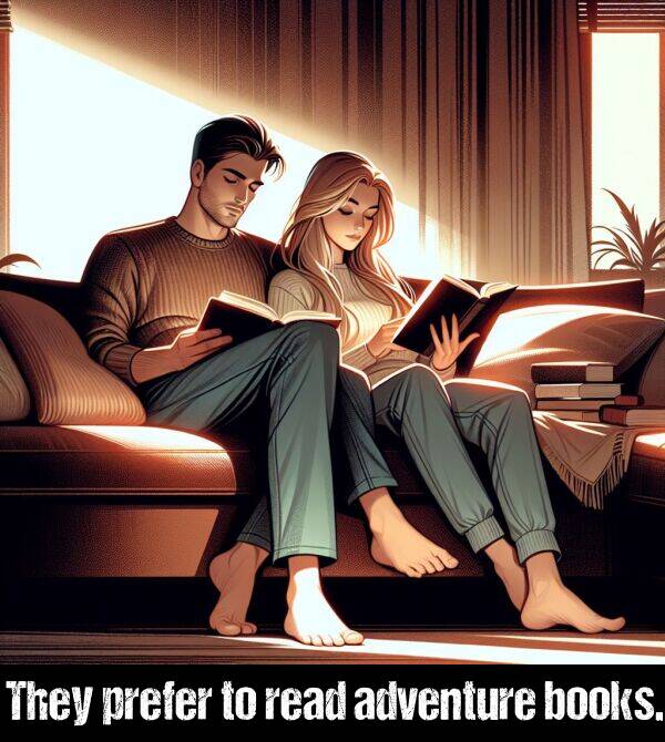 prefer: They prefer to read adventure books.