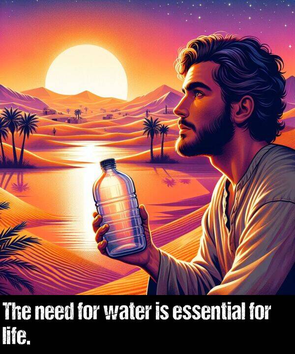 essential: The need for water is essential for life.