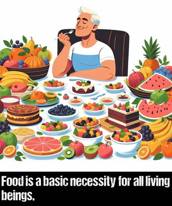 necessity: Food is a basic necessity for all living beings.